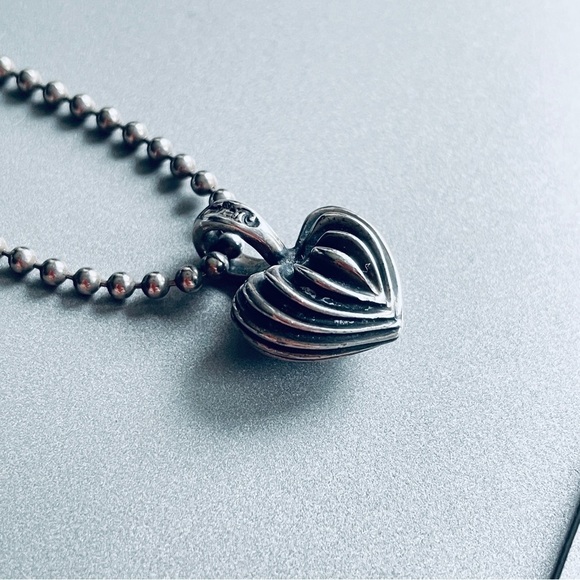 Lagos Caviar Vintage Puffy Ribbed Heart Sterling Silver Pendant Chain Ne… - Picture 2 of 8